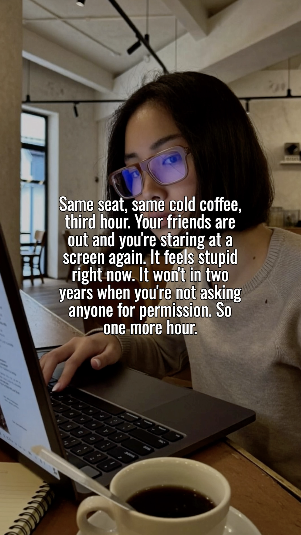 Vertical reel made with Rymate — quote text over b-roll footage (example 14)
